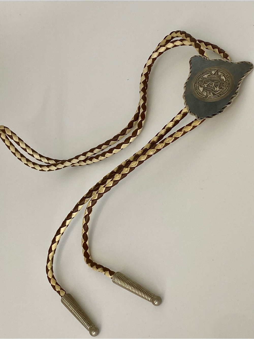 Mike Platero Navajo Sterling Bolo Tie, Aztec - Picture 4 of 10